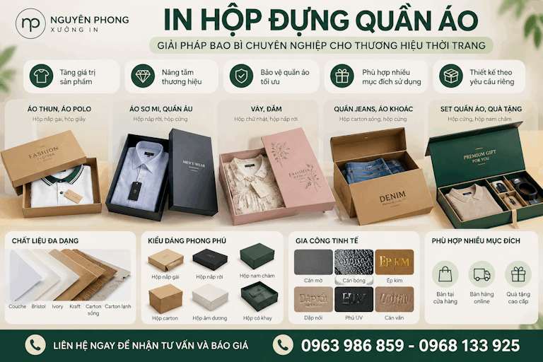 Minh họa các loại hộp đựng quần áo phù hợp 